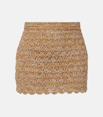 Valentino Minifalda calada de lam&eacute; en mezcla de lino