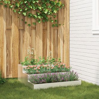 Berkfield Home Garden Planter 3-Tier 90x90x35 cm Stainless Steel in Silver | Size: 90 x 90 x 35 cm