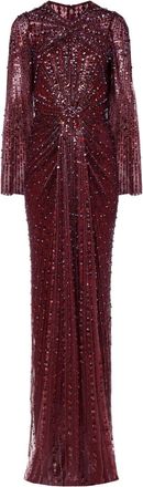 Jenny Packham Abito da sera Anja con paillettes - Rosso