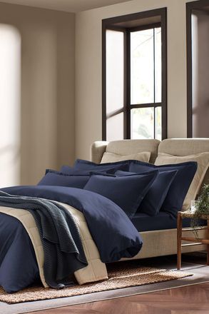 Christy Flannel Marl Super Soft Brushed Cotton Duvet Sets in Navy | Size: Super King