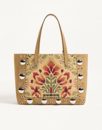 Valentino Garavani Borsa Shopping Media Valentino Garavani Nellc&ocirc;te In Tessuto Jacquard Uomo HAVANA BEIGE/MULTICOLOR UNI