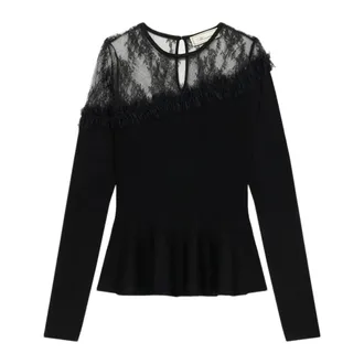 Blumarine Wol trui met asymmetrische schouderpas - Dames - Tops - Zwart - Maat: XS Wol