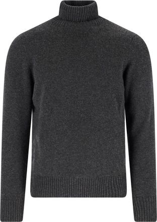 Drumohr Ribbed High-Neck Cashmere Sweater with Minimalist Design