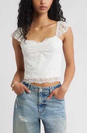 BP. Cap Sleeve Lace Top in White at Nordstrom Rack, Size X-Large
