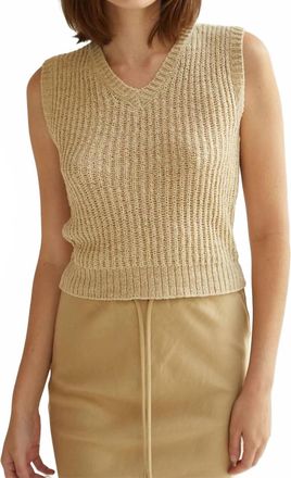 Crescent Alicia V-Neckline Sleeveless Knit Sweater In Sand