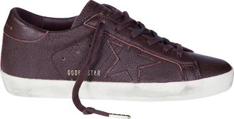 Golden Goose Super Star Leather Upper Star Heel Burgundy Sneakers