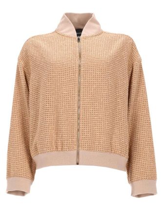 Fabiana Filippi Waffle Knit Cropped Bomber Jacket