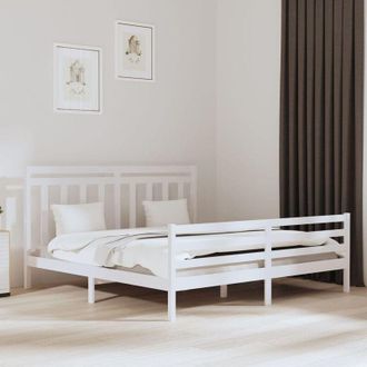 vidaXL Estructura De Cama Madera Maciza Blanca 200x200 Cm Vidaxl