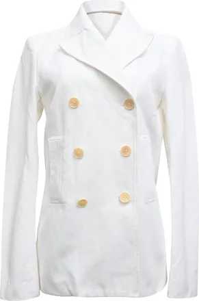 Joseph Double-Breasted Blazer in White Cotton