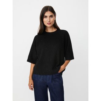 Masai MaFarinna Shimmer Short Sleeve Jumper in Black at Nordstrom, Size Xx-Large