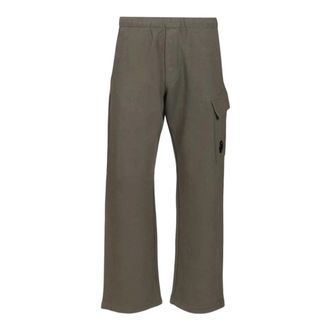 C.P. Company Straight Trousers, male, Gray, Size: XL Diagonal Raised Fleece Cargo Sweatpants
