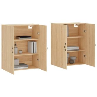 Berkfield Home Wall Mounted Cabinets 2 pcs Sonoma Oak Engineered Wood in Tan