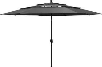 vidaXL Sombrilla Jard&iacute;n 3 Niveles Con Palo De Aluminio Antracita 3,5 M Vidaxl
