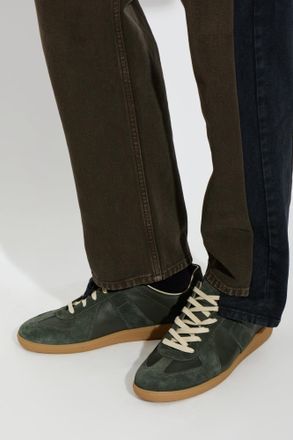 Maison Margiela Leather Sports Shoes, Mens, Green