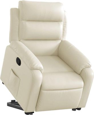vidaXL Sill&oacute;n Reclinable Elevable Cuero Artificial Color Crema Vidaxl
