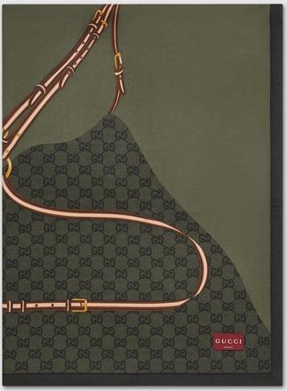 Gucci Wool Blanket With Print, Green