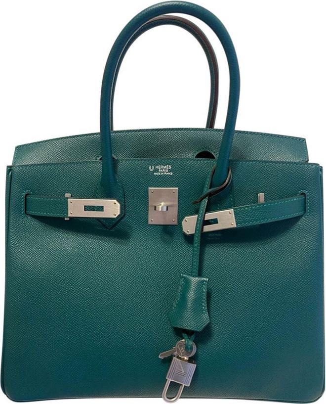 HSS Birkin 30 in Malachite and Anenmone Epsom Leather with Brushed Palladium Hardware Size M