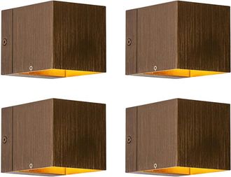 QAZQA Moderno Set De 4 L&aacute;mparas De Pared Inteligentes Bronce Oscuro 8 Cm Con Wifi G9 - Transfer Aluminio Cuadrada Adecuado Para Led Max. 1 X 2.5 Watt - Qazq