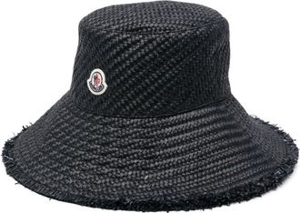 Moncler logo-appliqué interwoven bucket hat - women - Paper/Cotton/Cotton - S - Black