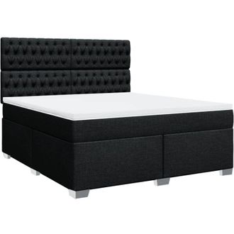 vidaXL Cama Box Spring Con Colch&oacute;n Tela Negro 180x200 Cm Vidaxl