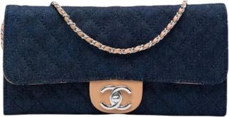 Chanel Pre-owned Wallet On Chain - Dames - Pre-owned - Blauw - Maat: ONE Size Zijde