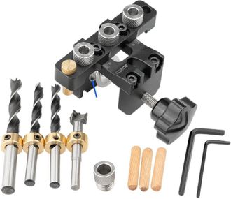 OEM Taladro 3 En 1 Para Carpinter&iacute;a: Gu&iacute;a De Taladro Ajustable, Posicionador De Punz&oacute;n, Abridor De Agujeros Para Madera, Herramientas Para Carpinter&iacute;a, Ki