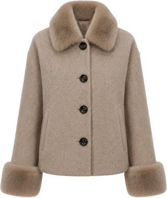 Loro Piana Jassen, Dames, Beige, M, Wol, Capolavoro Korte Jas