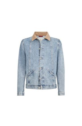 Brunello Cucinelli Denim outerwear jacket with suede collar in Light Denim at Nordstrom, Size 52 It