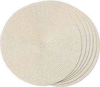 OEM Juego De 6 Manteles Individuales Redondos Tejidos - Lavables - Antideslizantes - 38 Cm (beige)