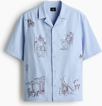 H&M Freizeithemd aus Baumwolle in Relaxed Fit - Blue