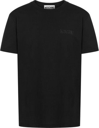 Moschino logo-raised cotton T-shirt - men - Cotton - S - Black