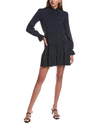 Cinq &agrave; Sept Knit Combo Luciana Silk-Trim Dress