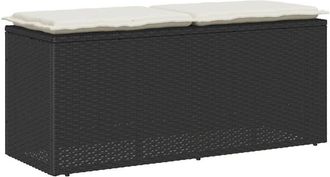 vidaXL Vidaxl - Banco De Jard&iacute;n Con Coj&iacute;n Rat&aacute;n Sint&eacute;tico Negro 110x40x44 Cm