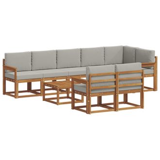 vidaXL Conjunto De Sof&aacute;s De Exterior 9 Pcs Gris Natural Y Claro Vidaxl