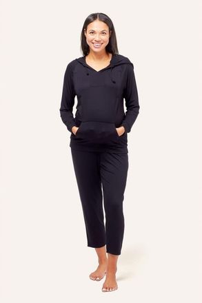 Nom Maternity Simone Maternity & Nursing Soft Hoodie in Black at Nordstrom, Size Small