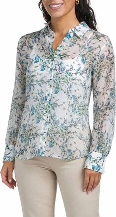 Elie Tahari Floral Print Blouse In Multicolor