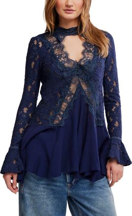 Free People First Crush Lace Tunic in Deeper Iris at Nordstrom, Size X-Small