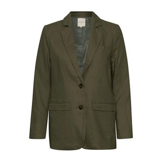 Part Two Blazers, female, Green, Size: 2XS Linen Blazer Jacket with Buttons