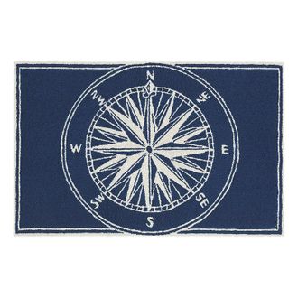 Frontgate Compass Door Mat - Navy, 30 x 48 in Navy - Frontgate