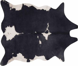 Oviala Alfombra de piel sint&eacute;tica de vaca, 155 x 190 cm, color negro
