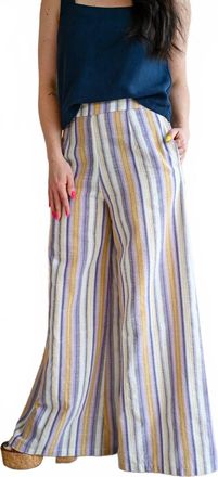 Traffic People Otter Lane Striped Linen Trouser In Multicolor