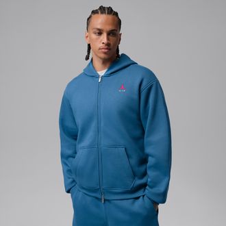 Nike Jordan Mens Jordan Brooklyn Full-Zip Hoodie in Blue | IU0243-485