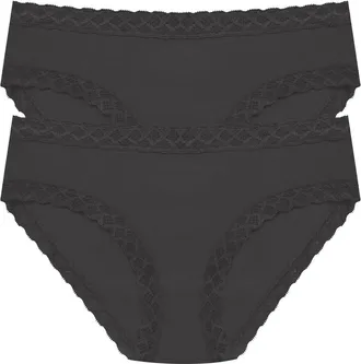 Natori Bliss Cotton Girl Brief 2-Pack in Coal at Nordstrom, Size X-Large