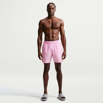 Nike Mens Swim Breaker Ripple Texture 7 Brief-Lined Volley Short in Pink | NESSG506-663