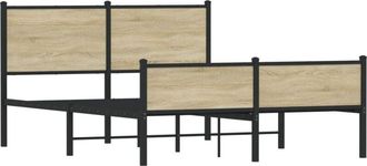vidaXL Metal Bed Frame without Mattress Sonoma Oak 137x190 cm Vidaxl