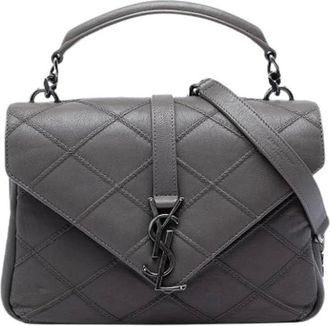 Saint Laurent Pre-owned Handbags, female, Gray, Size: ONE SIZE Pre-owned The College Satchel