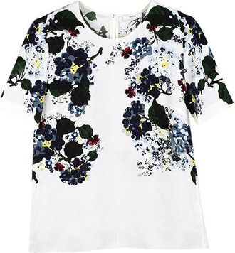 Erdem Ivory floral print silk shell top Size M