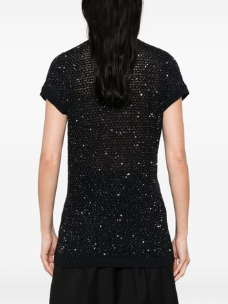 Fabiana Filippi Sequin-Embellished V-Neck Blouse - Black