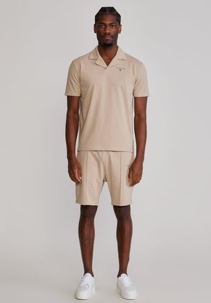 Siksilk Mens Beige Polo and Shorts Set XXL