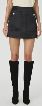 French Connection Carey Embellished Satin Miniskirt in 01-Black at Nordstrom Rack, Size 12